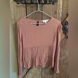 Hippie Rose Pink Ruffle Long Sleeve Blouse